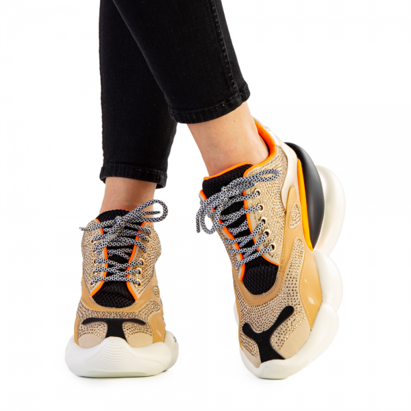 Γυναικεία αθλητικά παπούτσια  Doreta μπεζ πολύχρωμο, 3 - Kalapod.gr